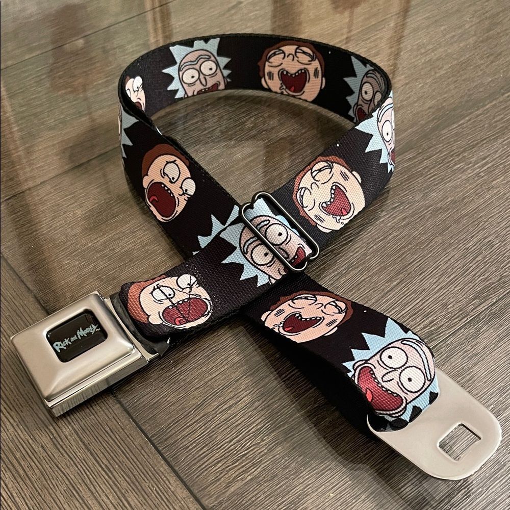 Buckle-Down Rick and Morty Faces Seatbelt Belt Size Regular 24”-36” approx